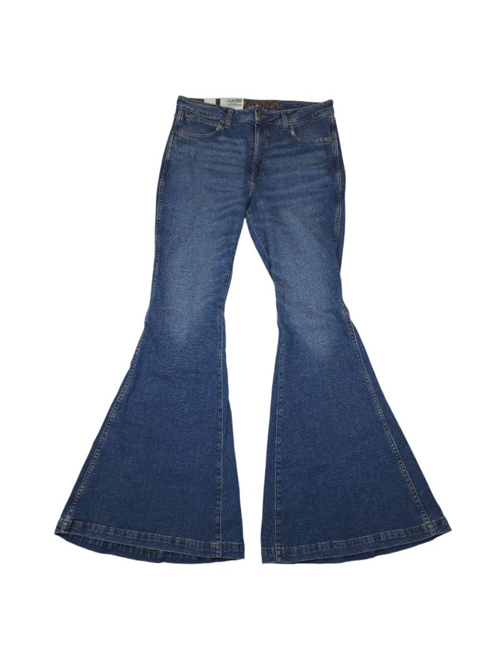 Wrangler Retro Womens High Rise Flare Jeans 31x36 Stretchy 90s Cow Girl Eco